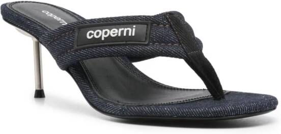 Coperni logo-patch 70mm denim sandals Blue