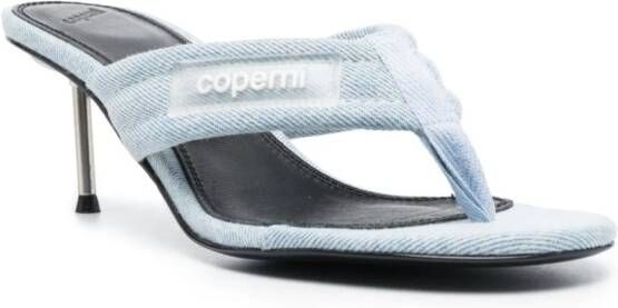 Coperni logo-patch 75mm denim sandals Blue