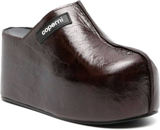 Coperni logo-patch leather clogs Brown