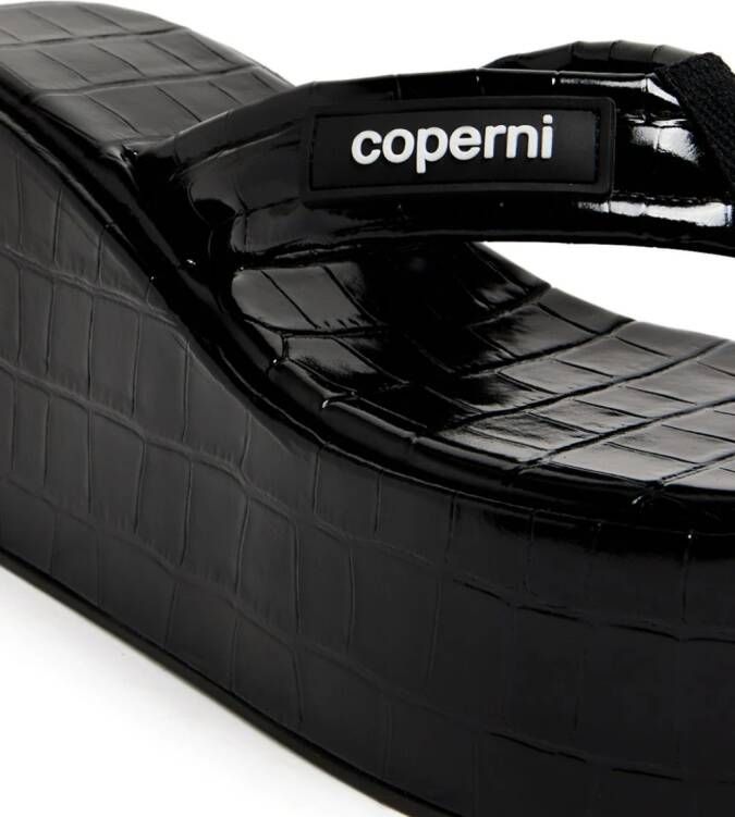 Coperni logo-patch leather platform sandals Black