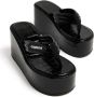 Coperni logo-patch leather platform sandals Black - Thumbnail 4