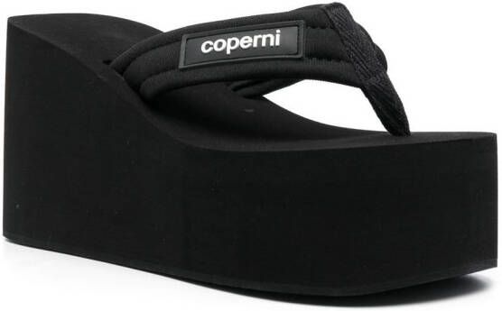 Coperni logo-patch wedge sandals Black