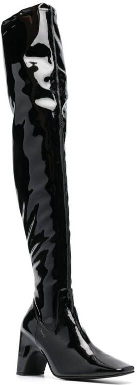 Coperni patent thigh-high boots Black