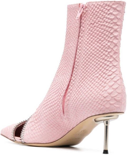 Coperni snakeskin-effect zip-detail boots Pink