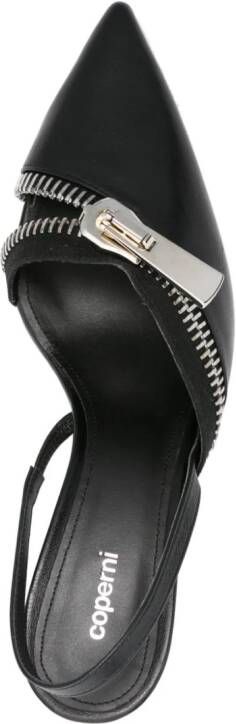 Coperni Zip 60mm leather slingback pumps Black
