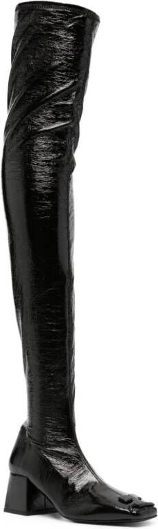 Courrèges 60mm logo-plaque leather boots Black