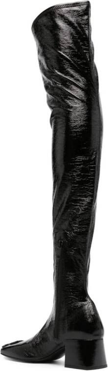 Courrèges 60mm logo-plaque leather boots Black