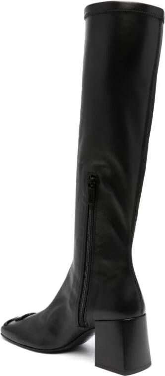 Courrèges 75mm logo-patch knee-high boots Black