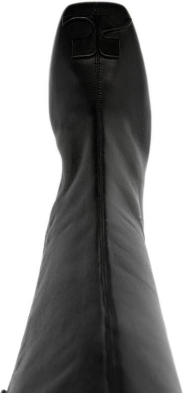 Courrèges 75mm logo-patch knee-high boots Black