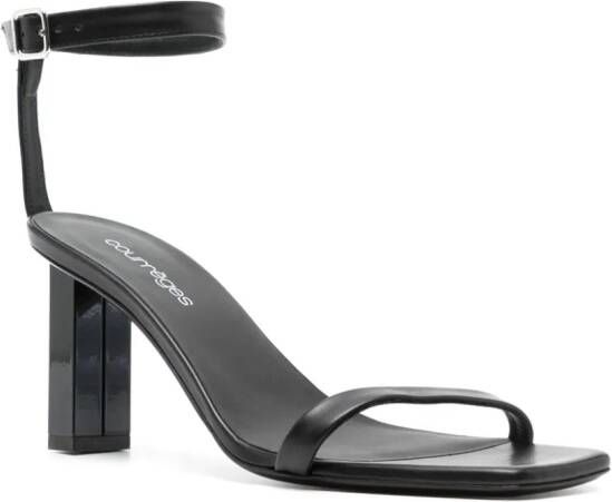 Courrèges 80mm square-toe leather sandals Black