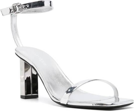 Courrèges 95mm metallic-finish leather sandals Silver