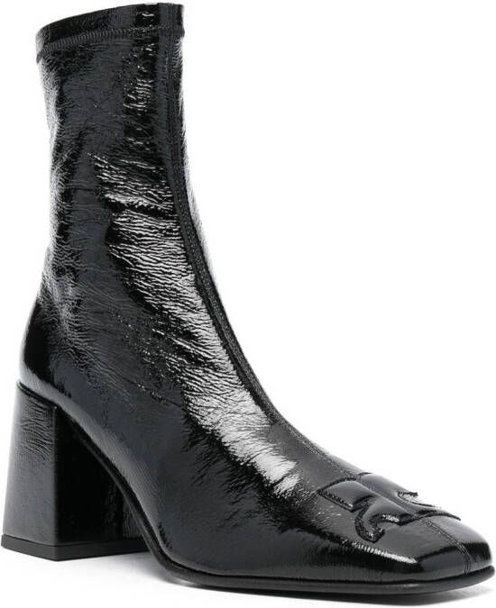 Courrèges appliqué-logo sock-style ankle boots Black