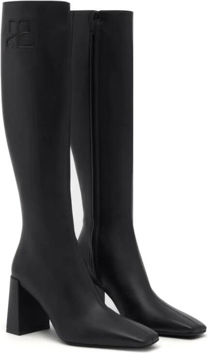 Courrèges Heritage leather knee-high boots Black