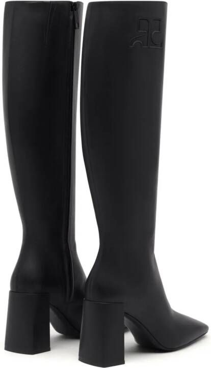 Courrèges Heritage leather knee-high boots Black