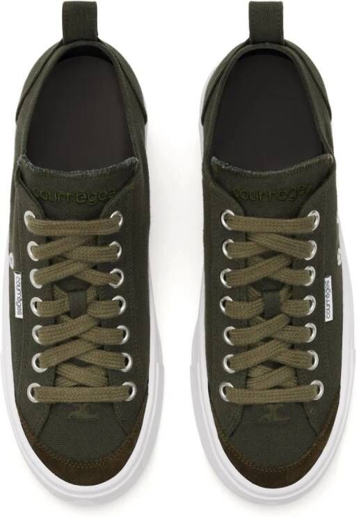 Courrèges logo-embroidered canvas sneakers Green