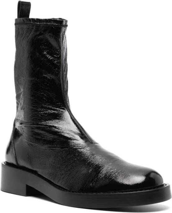 Courrèges logo-patch cracked-effect boots Black