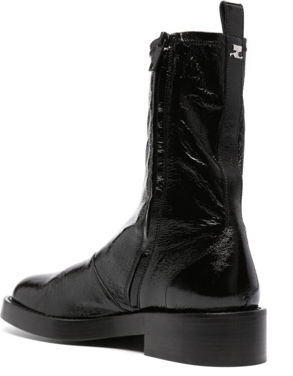 Courrèges logo-patch cracked-effect boots Black