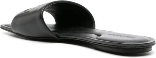 Courrèges logo-patch leather slides Black