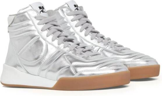 Courrèges Mid Club 02 leather sneakers Silver