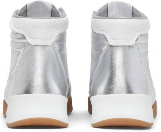 Courrèges Mid Club 02 leather sneakers Silver