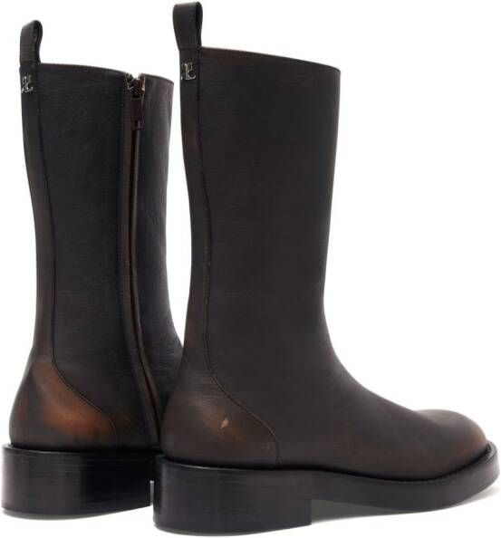 Courrèges Rider Patina leather boots Brown