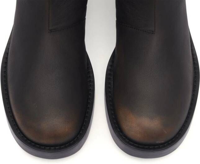 Courrèges Rider Patina leather boots Brown