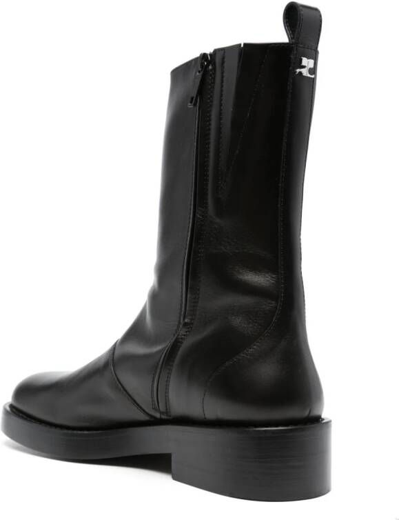 Courrèges stretch leather boots Black