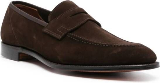 Crockett & Jones almond-toe suede loafers Brown