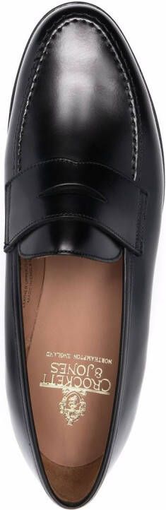Crockett & Jones almond-toe leather loafers Black