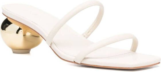 Cult Gaia Leora 70mm leather mules White