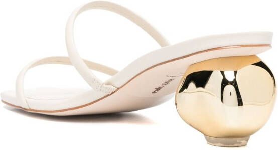 Cult Gaia Leora 70mm leather mules White