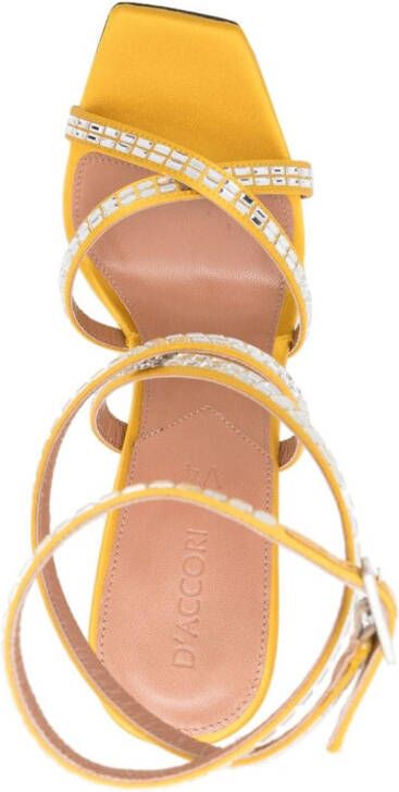 D'ACCORI 100mm Carre crystal-embellished sandals Yellow