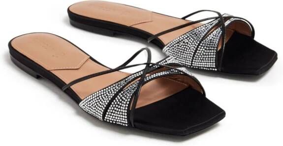 D'ACCORI embellished flat leather sandals Black