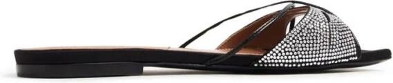 D'ACCORI embellished flat leather sandals Black