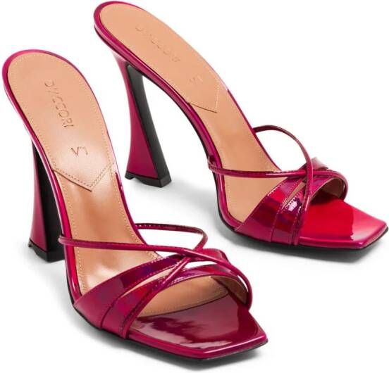 D'ACCORI Lust 100mm crossover-strap mules Red