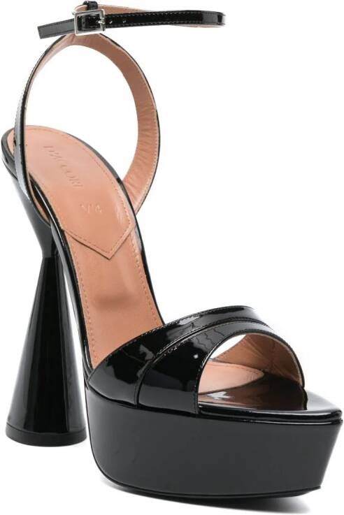 D'ACCORI Skye 125mm patent platform sandals Black