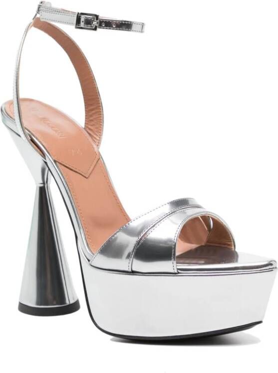 D'ACCORI Skye 125mm patent platform sandals Silver