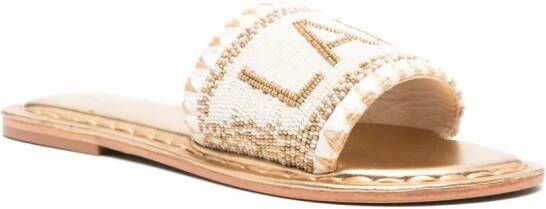 DE SIENA SHOES bead-embellished leather sandals Gold