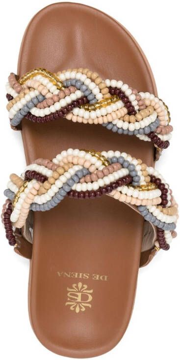 DE SIENA SHOES bead-embellished leather slides Brown