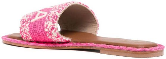 DE SIENA SHOES Ibiza beaded slide sandals Pink