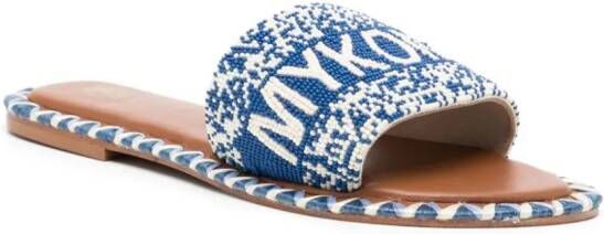 DE SIENA SHOES Mykonos beaded leather sandals Blue