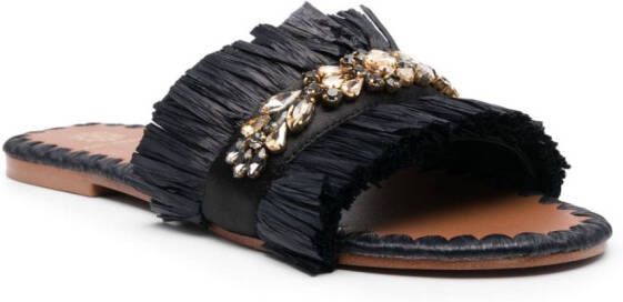 DE SIENA SHOES Semira bead-embellished flat slides Black