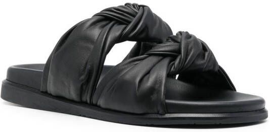 Dear Frances calf leather flip flops Black