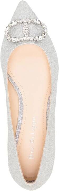 Dee Ocleppo Ballerina glitter-detail leather flats Silver