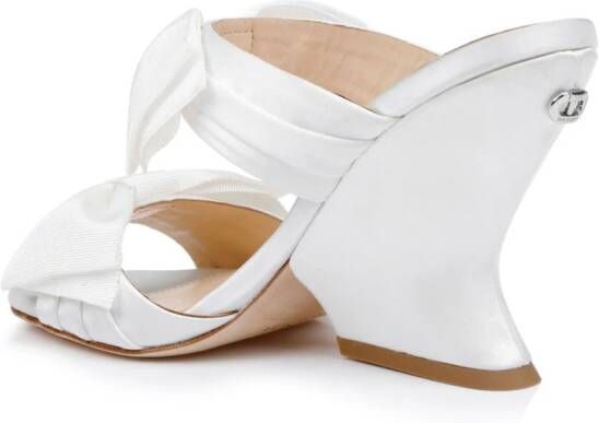 Dee Ocleppo Burgundy satin wedge sandals White