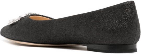 Dee Ocleppo crystal-embellished leather ballerina shoes Black