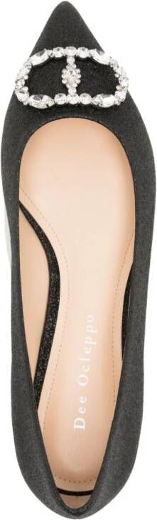 Dee Ocleppo crystal-embellished leather ballerina shoes Black