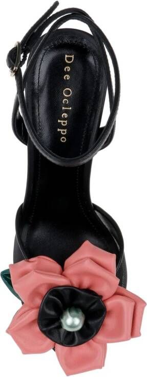 Dee Ocleppo England appliquéd leather sandals Black