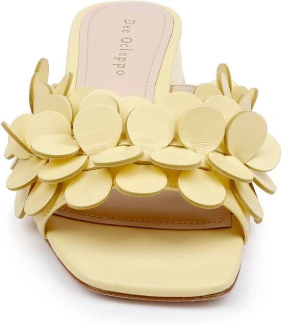 Dee Ocleppo Japan 3D-appliqué leather mules Yellow