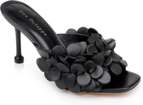 Dee Ocleppo London 3D-appliqué leather mulees Black